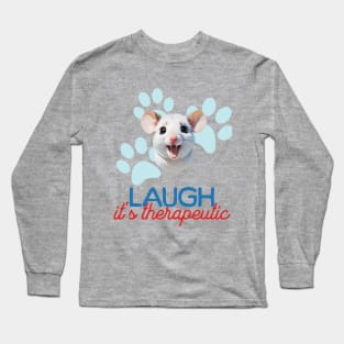 Cute Mouse Minimalist Style Art | Laugh, it's therapeutic. Long Sleeve T-Shirt